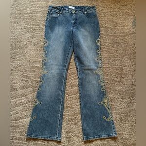 Vintage Dana Buchman Blue Boot Cut Jeans with Gold Detailing